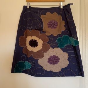 Boden Embroidered Midi Skirt with Floral Design 14L